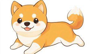 可爱柴犬快乐奔跑