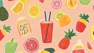 缤纷水果饮品插画图案