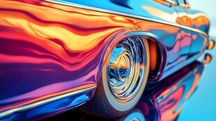 炫彩复古汽车轮毂特写