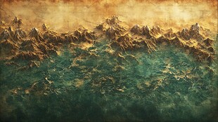 壮丽山脉景观艺术渲染图