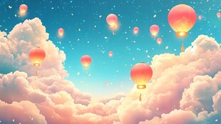 梦幻星空下的灯飞舞