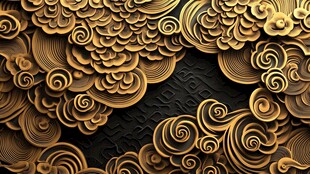 金色云纹浮雕图案背景