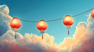 云端红灯笼 营造梦幻氛围