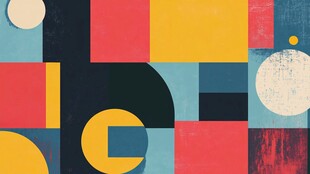 抽象几何色块拼接图案