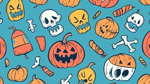 欢乐万圣节元素无缝图案