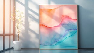 室内抽象画作与光影之美