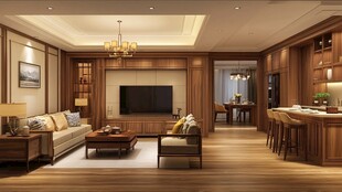 中式风格温馨大气客厅设计