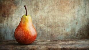 复古风桌面上的多彩梨子