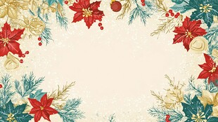 圣诞花卉边框装饰图