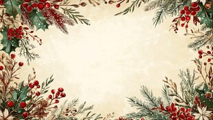 复古风圣诞植物装饰边框