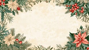圣诞花卉绿植装饰边框