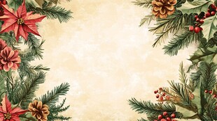 复古风圣诞花卉装饰背景