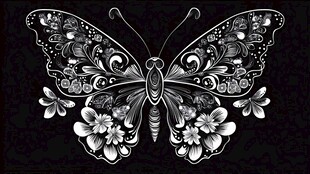 黑白花纹蝴蝶精美图案