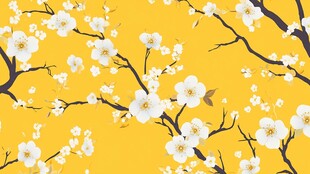 黄色背景下的唯美花卉图案