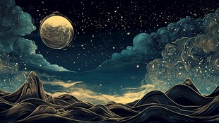 月夜山川星空奇幻景象