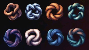 多彩立体绳结图案集合