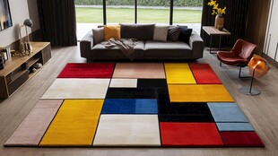 现代客厅的多彩几何图案地毯