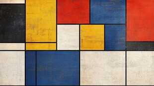 蒙德里安风格几何色块画作