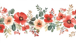 花卉花边图案 清新水彩风