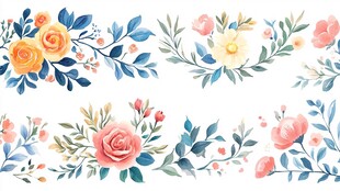 水彩花卉花边图案设计