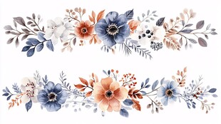 手绘清新花卉装饰条