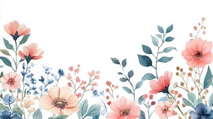 手绘花卉边框装饰图案