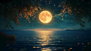 月夜湖景 静谧梦幻的自然美