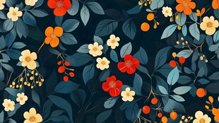 深色背景花卉植物图案