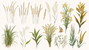 手绘植物花草素材集合