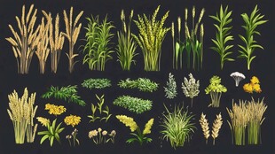 多样谷物植物插画素材