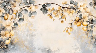 1 淡雅金叶树枝装饰画背景