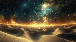 沙漠星空下的梦幻宇宙景观