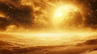 金色宇宙中的壮丽日出景观