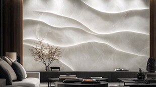 现代客厅的波浪纹理背景墙