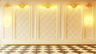 奢华欧式墙面与格纹地板