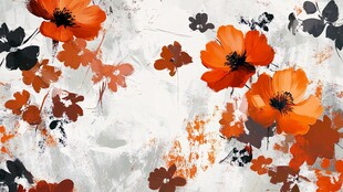 橙色花卉抽象艺术背景图