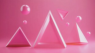 粉色几何立体梦幻场景