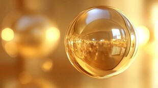 金色光泽悬浮玻璃球体