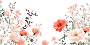 粉色花卉边框插画