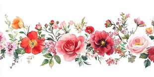 水彩花卉花边图案设计