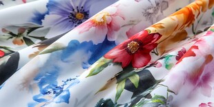 多彩花卉印花布料纹理