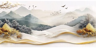 水墨山水秋景图