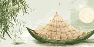 月夜竹畔泛轻舟