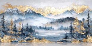 金色山林间的梦幻山水景