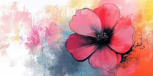 水彩绘就的艳丽花朵