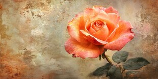 复古风单枝橙粉色玫瑰花