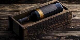 木盒中的精致葡萄酒瓶