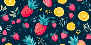 草莓柠檬水果图案背景