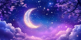 梦幻月夜星空美景