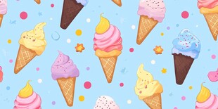 缤纷多彩冰淇淋无缝图案